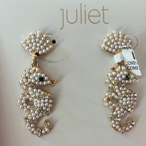 Juliet Gold and White Seahorse Earrings